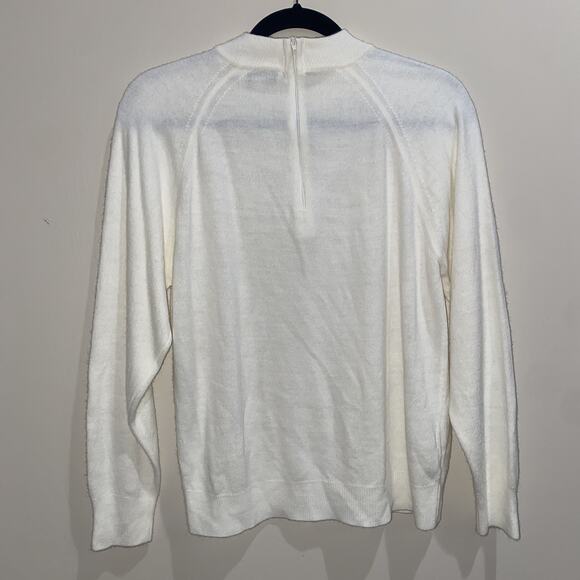 LORD & TAYLOR Designer Winter Classic Mock-Neck Sweater M EU 38 Cream Pullover - Picture 2 of 5